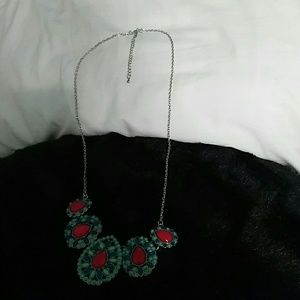 NWOT Red, green, and blue statement necklace